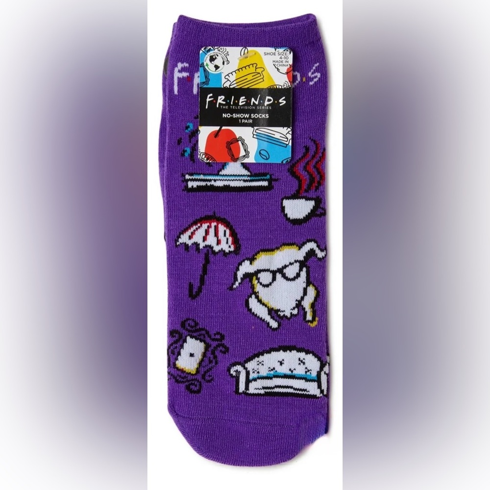 FRIENDS Purple Graphic No-Show Socks